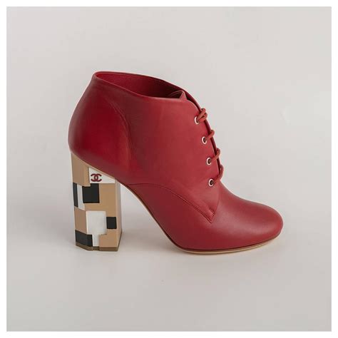 red chanel shoe|Chanel booties ladies.